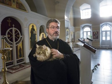 Священник с кошкой
